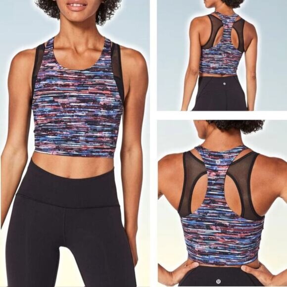 LULULEMON Break Free Tank Nulux Sz 4 Hinshu Alpine White Multi / Black - Picture 1 of 7